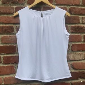 Calvin Klein Sleeveless Pleated Blouse (Petite)